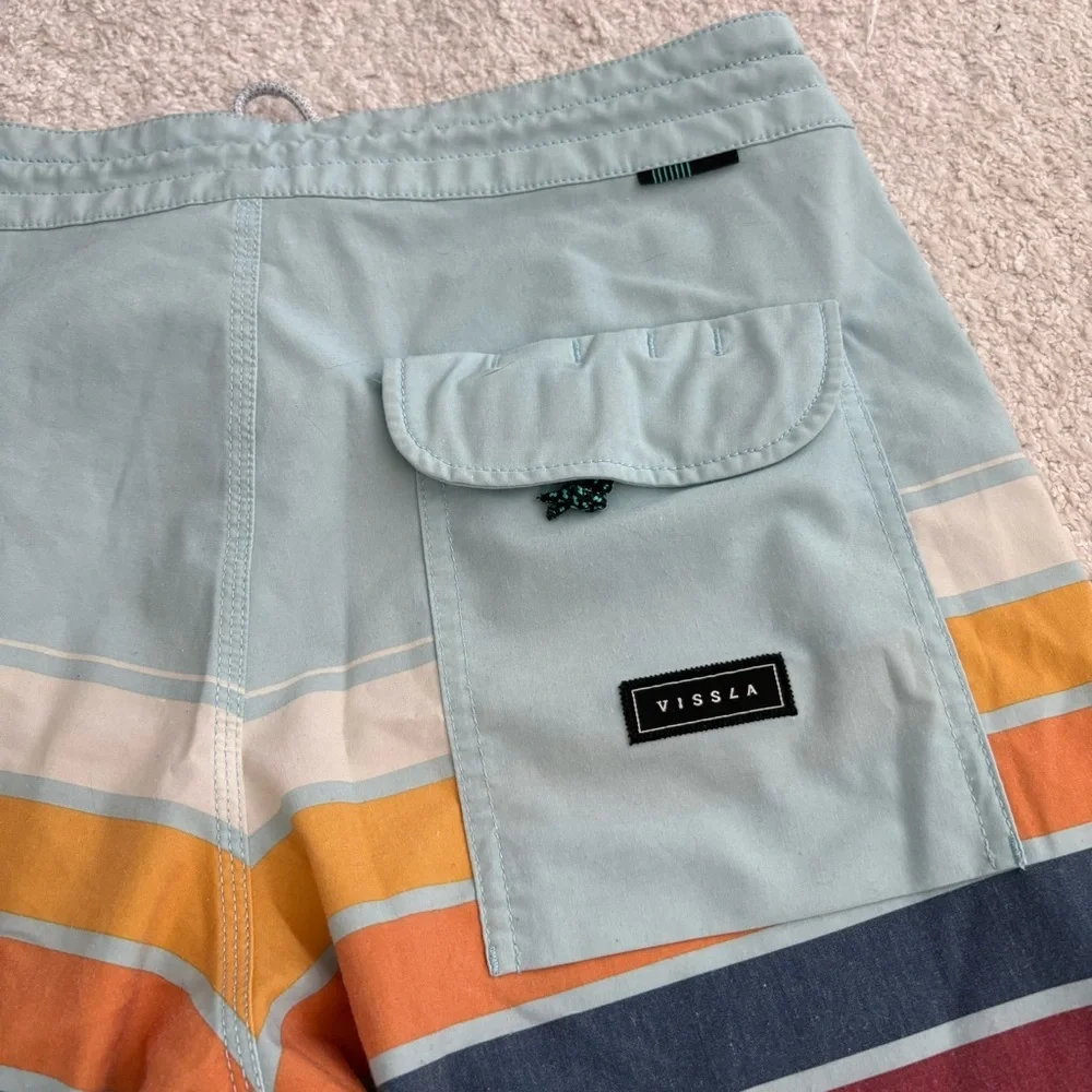 VISSLA Aqua and Striped Board Shorts